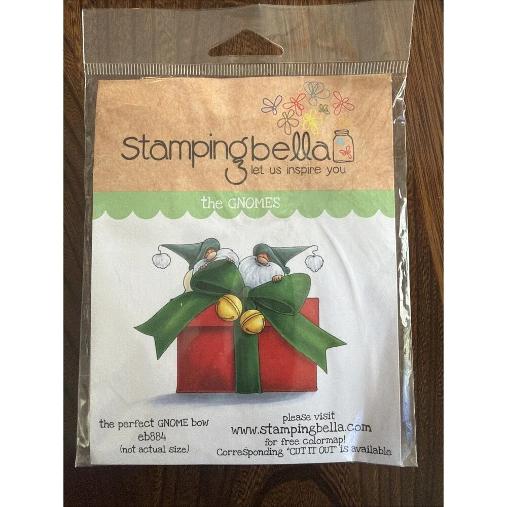 CHRISTMAS PERFECT BOW THE GNOMES Cling Rubber Stamp STAMPINGBELLA gift